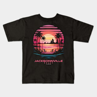 "Jacksonville Beach Sunset - Vaporwave Aesthetic Tee" Kids T-Shirt